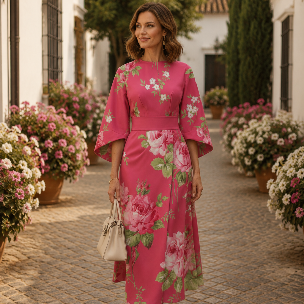 Celeste -  Elegant Floral Midi Dress