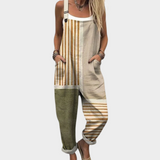 Marlene | Dungarees with Natural Stripe Print