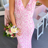 Farida - Pink Lace Maxi Dress