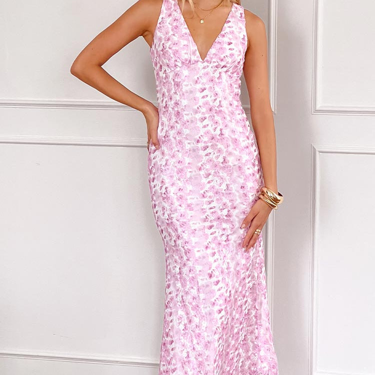 Farida - Pink Lace Maxi Dress