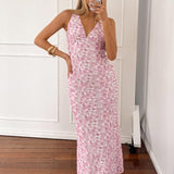 Farida - Pink Lace Maxi Dress