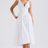 Ariana - V Neck Corset Flare Midi Dress