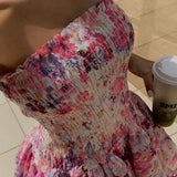Cecilia | Strapless Floral Dress