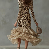 Carmen | Animal Print Dress with Ruffles