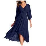 VITTORIA | Elegant dress with asymmetrical hem and flowing sleeves. Refined look for any occasion