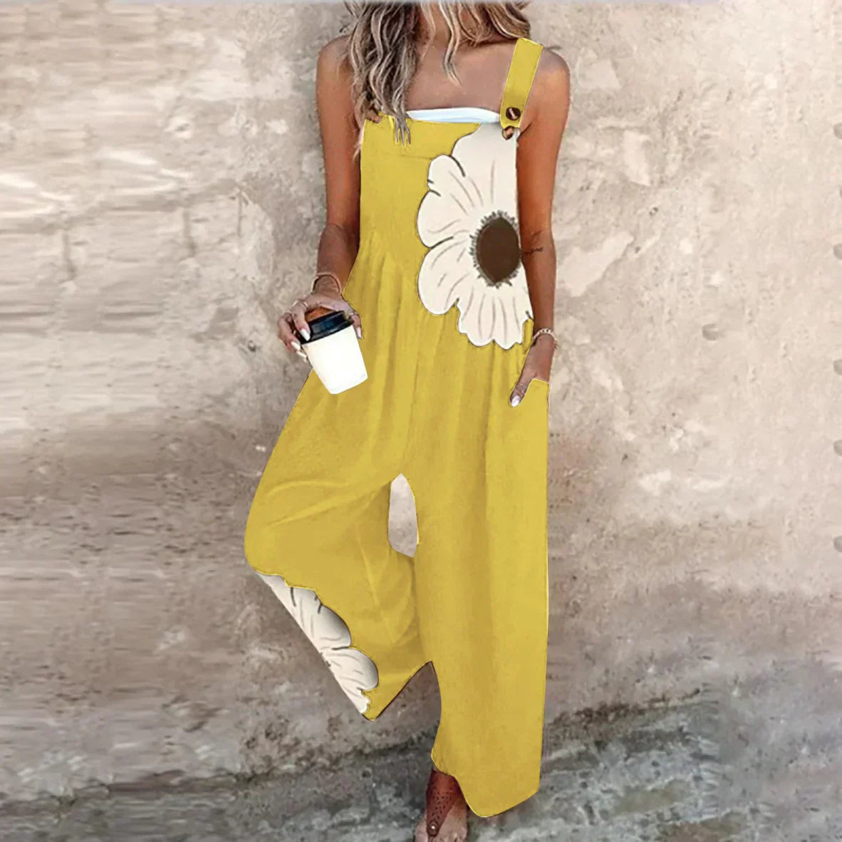 Duscha | Dungarees with Contrasting Blossom Print