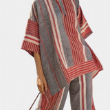 Bravine | Elegant Coral-Gray Linen Top & Wide-Leg Pants