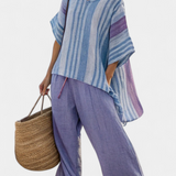 Zellora | Elegant Lavender & Sky Blue Top & Linen Pants