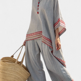 Daelric | Sophisticated Asymmetrical Blouse & Ethnic Wide-Leg Pants
