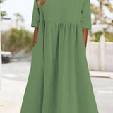 Sophie - Linen and Cotton Midi Dress
