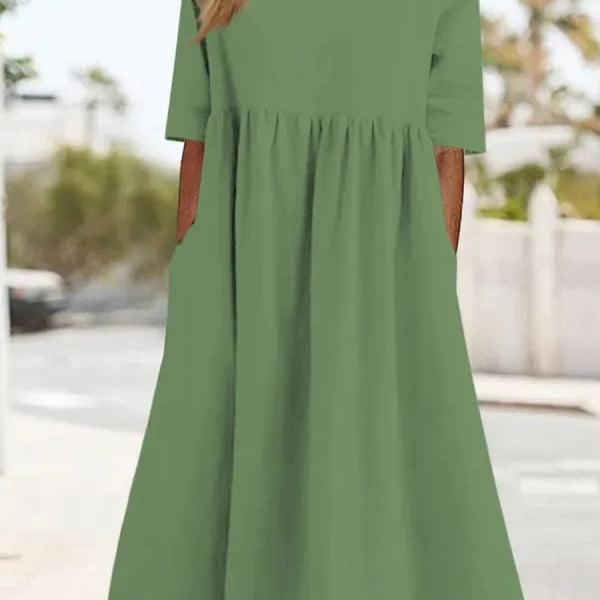 Sophie - Linen and Cotton Midi Dress