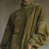 Darcie | Suede Fringe Turtleneck Dress