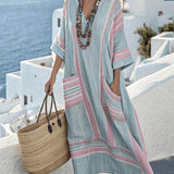 Ariella | Plus Size Striped Patchwork Maxi Dress