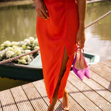 Alicia - Halter Slit Midi Dress