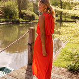 Alicia - Halter Slit Midi Dress