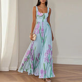 LYRA | Elegant Maxi Floral Dress with Flattering Pleated Silhouette