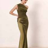 Sophia | One-Shoulder Satin Maxi Dress