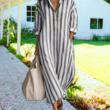 Aira | Casual Striped Loose Fit Maxi Shirt Dress