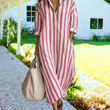 Aira | Casual Striped Loose Fit Maxi Shirt Dress