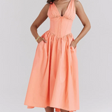 Ariana - V Neck Corset Flare Midi Dress