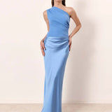 Sophia | One-Shoulder Satin Maxi Dress