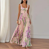 LYRA | Elegant Maxi Floral Dress with Flattering Pleated Silhouette
