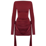 Ilyssia™ | Garnet red boat neck mini dress