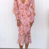 Megan - Floral Print Midi Dress
