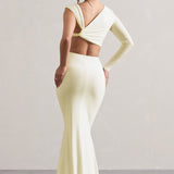 Neomie™ | Cream Fishtail Maxi Skirt