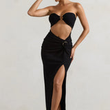Cancun™ | Ecru strapless maxi dress with cutouts and twist