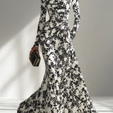 Nikita - Black And White Patterned Stretch Blend Wrap Dress