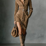 Mila | Suede Shirt Dress