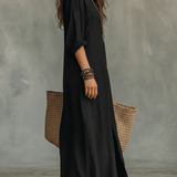 Soline | Relaxed V-Neck Button Maxi Dress