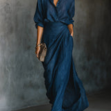 Cielo - Deep Blue Draped Maxi Dress