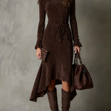 Isla | Suede Midi Dress with Tie Waist