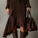 Isla | Suede Midi Dress with Tie Waist