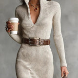 Clara - Knitted dress with a mock turtleneck