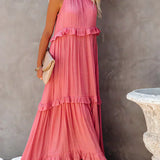 Ilona - Halterneck Dress With Ruffles and Maxi Pockets