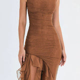 Lorienne ™ | Boat-neck ruffle sheath dress