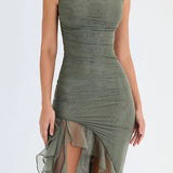 Lorienne ™ | Boat-neck ruffle sheath dress