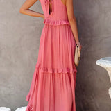Ilona - Halterneck Dress With Ruffles and Maxi Pockets