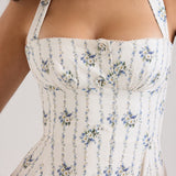 Belle - Daisy Print Halter Neck Midi Dress