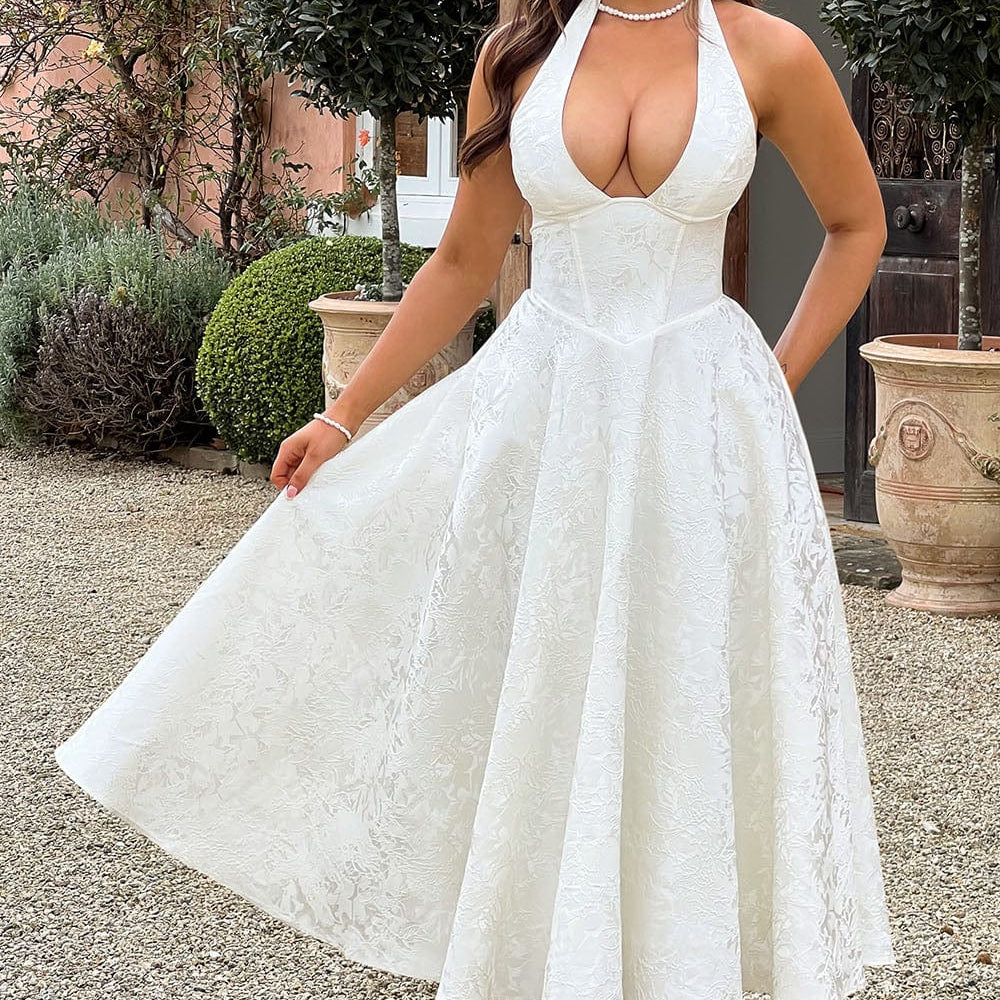 Esmeralda - Halter Sleeveless Midi Dress