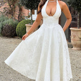 Esmeralda - Halter Sleeveless Midi Dress