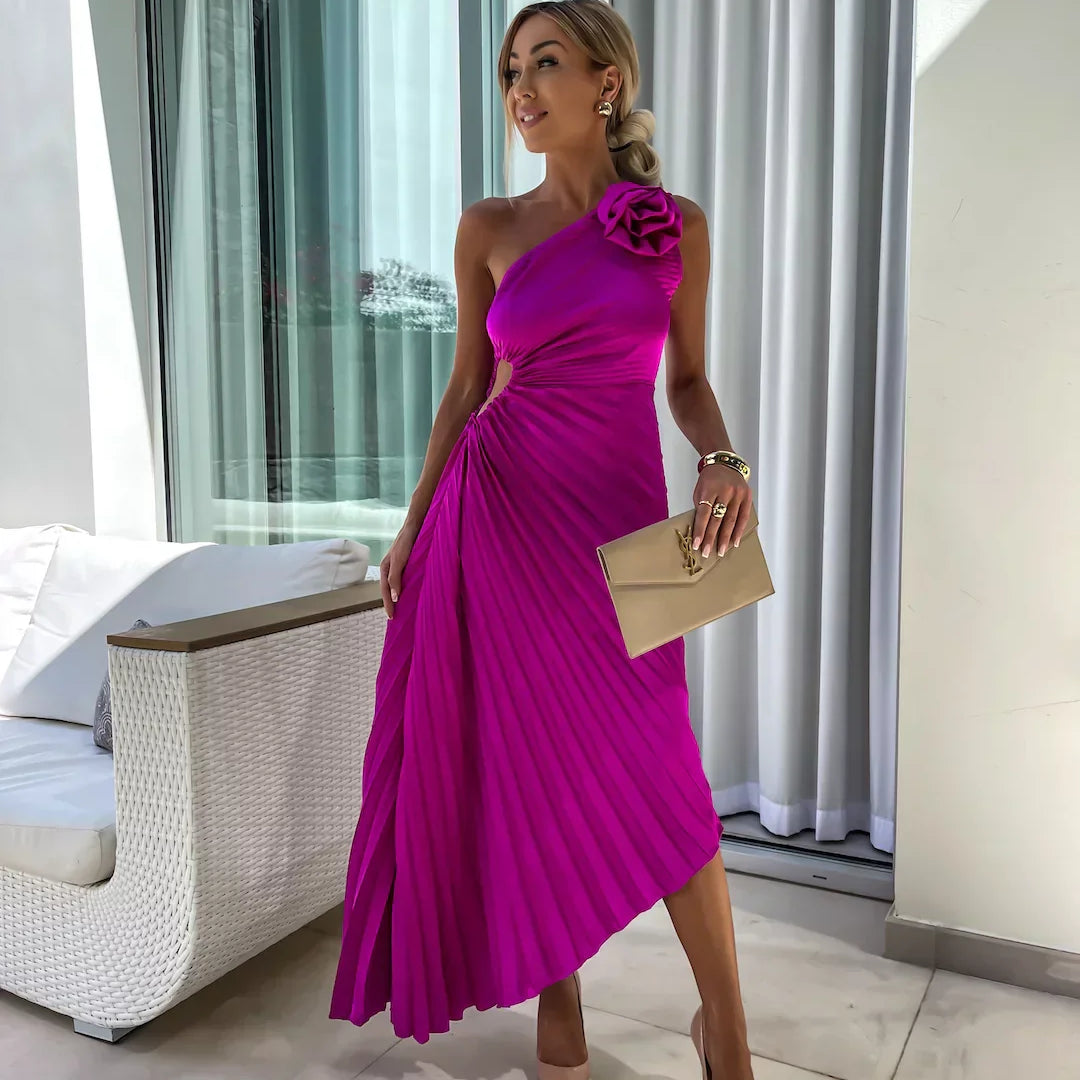 Lizbeth -  Flower Shoulder Maxi Dress