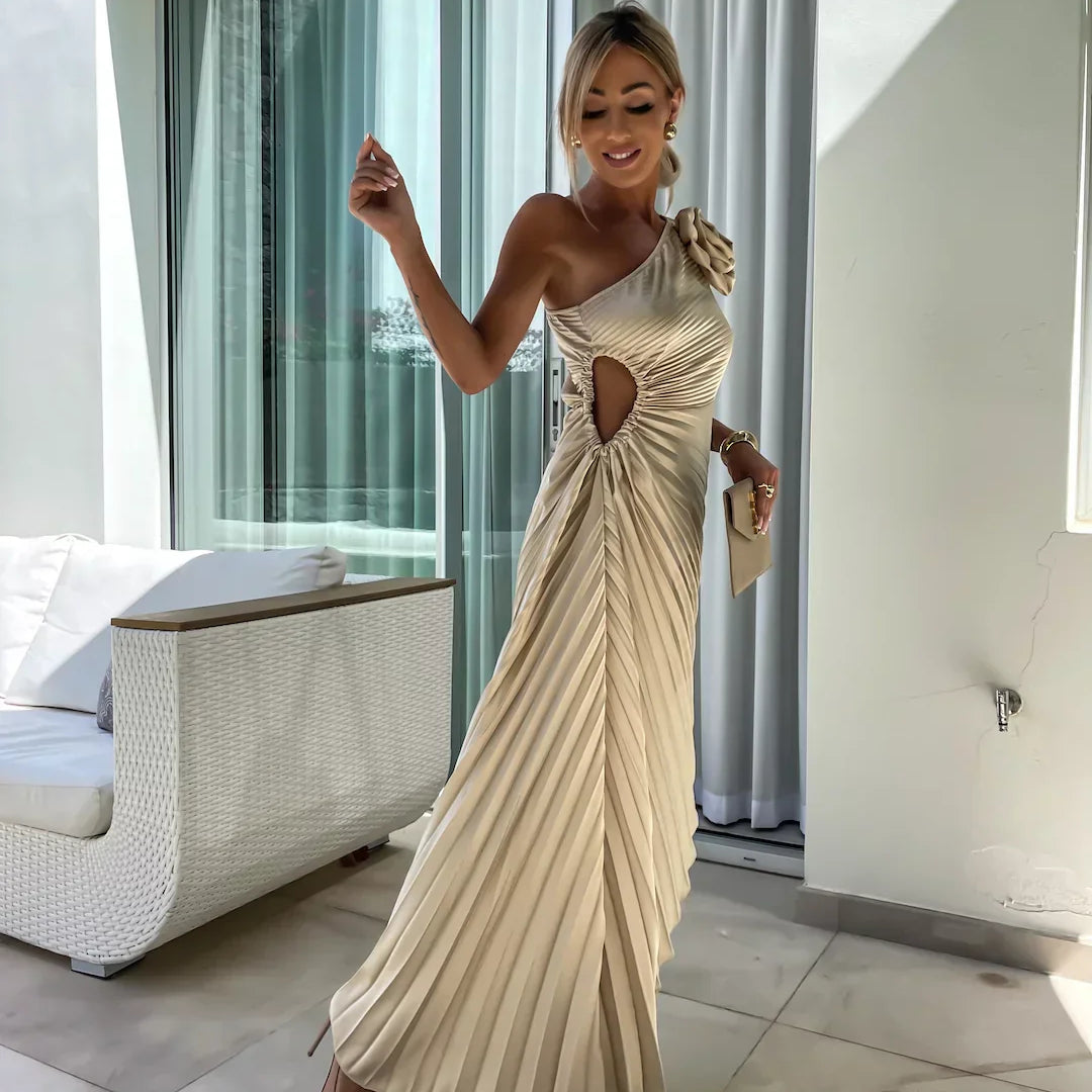 Lizbeth -  Flower Shoulder Maxi Dress