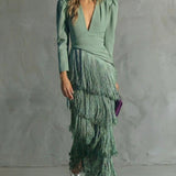 Clara | Elegant Dress with Fringe Sleeves