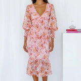 Miley - Flower Print Midi Dress