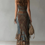 María | Asymmetrical Ethnic Print Maxi Dress