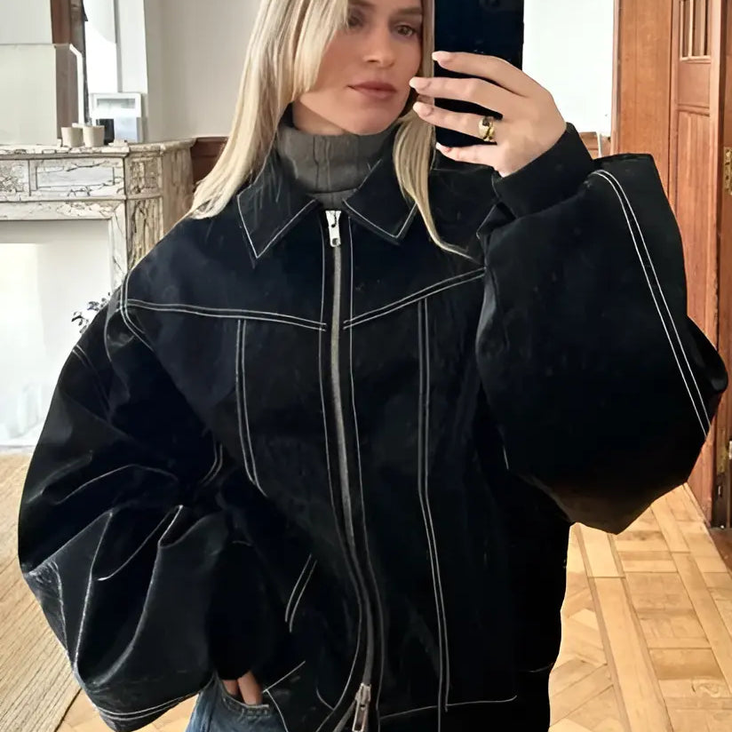Casual Oversized Leather Jacket